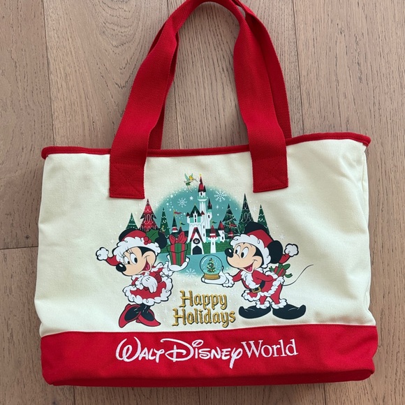 Disney Other - Disney World Holiday Tote Bag - Red and Cream